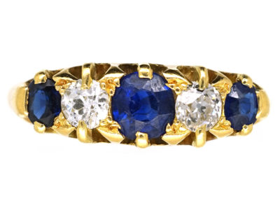 Edwardian 18ct Gold, Sapphire & Diamond Five Stone Ring