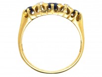 Edwardian 18ct Gold, Sapphire & Diamond Five Stone Ring
