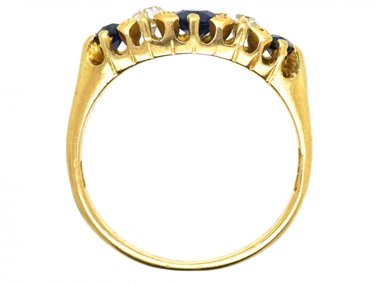 Edwardian 18ct Gold, Sapphire & Diamond Five Stone Ring