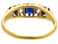 Edwardian 18ct Gold, Sapphire & Diamond Five Stone Ring