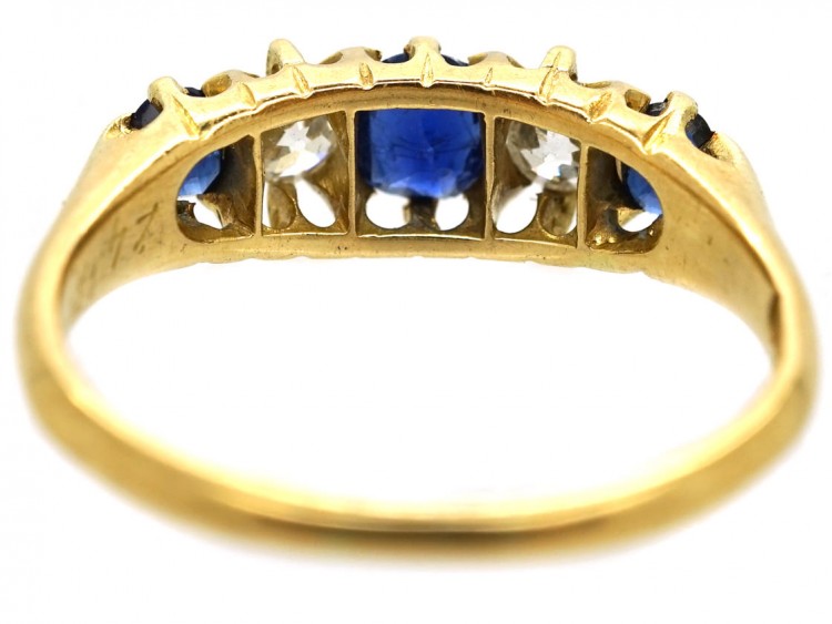 Edwardian 18ct Gold, Sapphire & Diamond Five Stone Ring