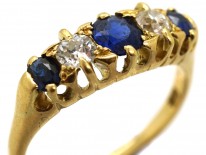 Edwardian 18ct Gold, Sapphire & Diamond Five Stone Ring