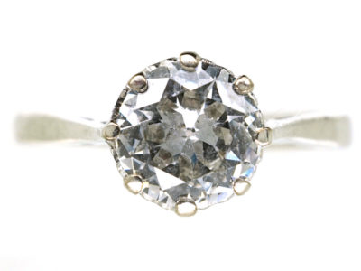 Art Deco 18ct White Gold Diamond Solitaire Ring