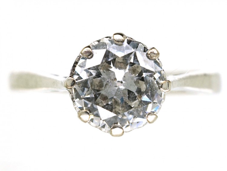 Art Deco 18ct White Gold Diamond Solitaire Ring
