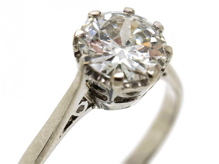 Art Deco 18ct White Gold Diamond Solitaire Ring