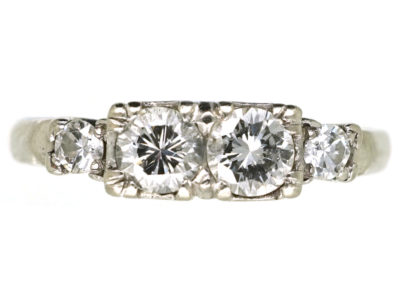 Art Deco 18ct Gold & Platinum, Four Stone Diamond Ring