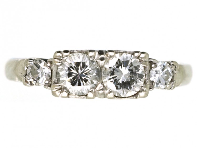 Art Deco 18ct Gold & Platinum, Four Stone Diamond Ring