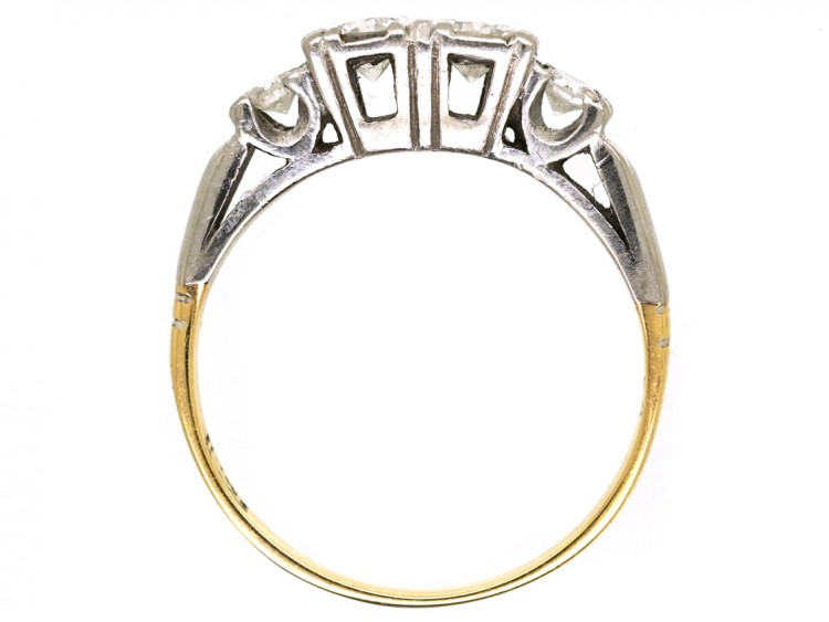 Art Deco 18ct Gold & Platinum, Four Stone Diamond Ring