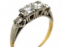 Art Deco 18ct Gold & Platinum, Four Stone Diamond Ring