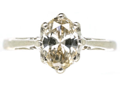 18ct White Gold, Oval Diamond Single Stone Ring