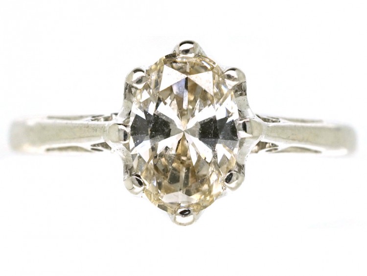 18ct White Gold, Oval Diamond Single Stone Ring