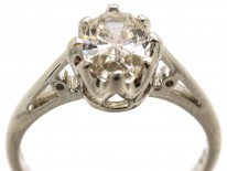 18ct White Gold, Oval Diamond Single Stone Ring
