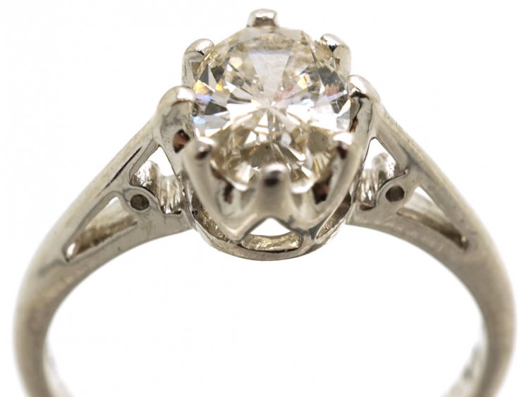 18ct White Gold, Oval Diamond Single Stone Ring