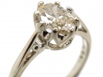 18ct White Gold, Oval Diamond Single Stone Ring