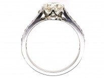 Platinum & Diamond Solitaire Ring With Diamond Set Shoulders