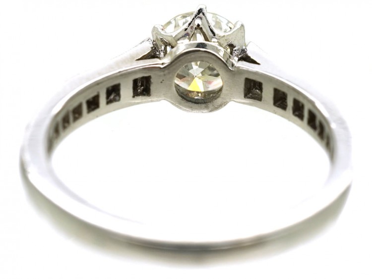 Platinum & Diamond Solitaire Ring With Diamond Set Shoulders