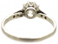 Art Deco Platinum & Diamond Solitaire Ring With Diamond Set Shoulders