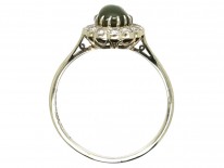 Edwardian 18ct White Gold & Platinum Cat's Eye Chrysoberyl Ring
