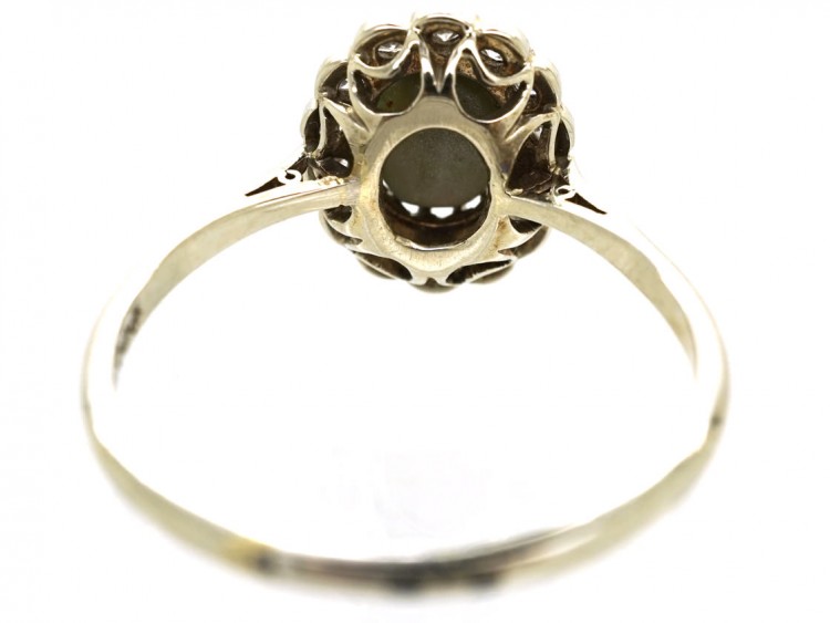 Edwardian 18ct White Gold & Platinum Cat's Eye Chrysoberyl Ring