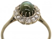 Edwardian 18ct White Gold & Platinum Cat's Eye Chrysoberyl Ring