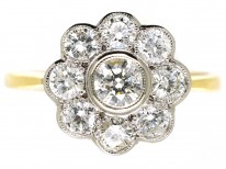 Edwardian 18ct Gold & Platinum, Diamond Cluster Ring