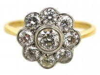Edwardian 18ct Gold & Platinum, Diamond Cluster Ring