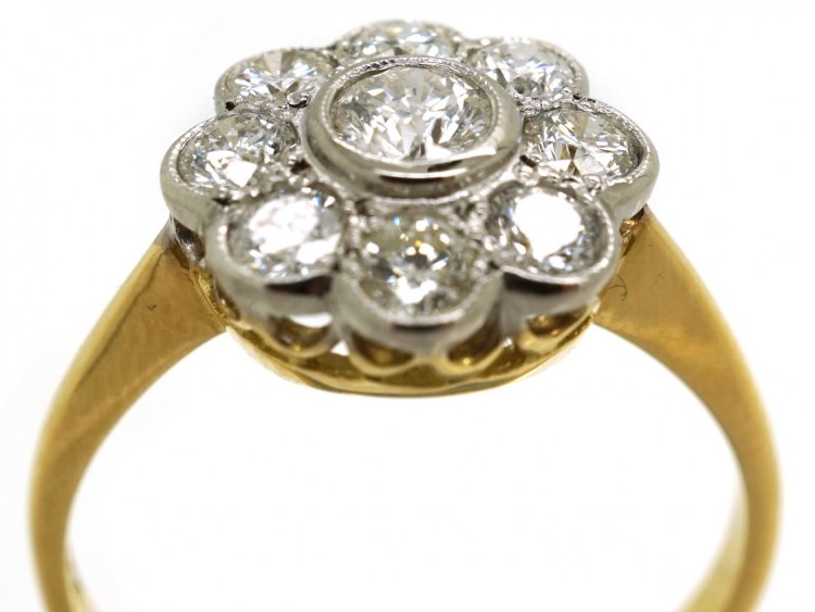 Edwardian 18ct Gold & Platinum, Diamond Cluster Ring