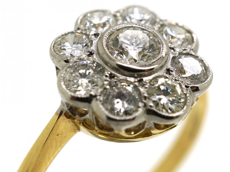 Edwardian 18ct Gold & Platinum, Diamond Cluster Ring