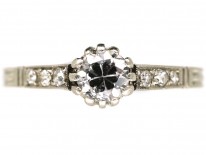 Platinum & Diamond Solitaire Ring With Diamond Shoulders