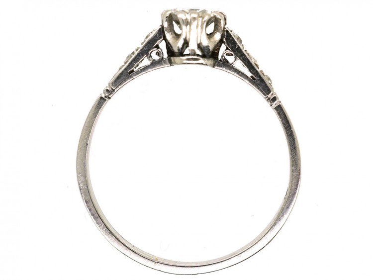 Platinum & Diamond Solitaire Ring With Diamond Shoulders