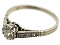 Platinum & Diamond Solitaire Ring With Diamond Shoulders