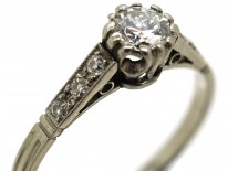 Platinum & Diamond Solitaire Ring With Diamond Shoulders