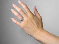 Art Deco 18ct Gold & Platinum, Sapphire & Diamond Two Square Ring