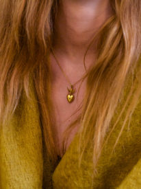 Edwardian 15ct Gold Swallow & Heart Pendant on 9ct Gold Chain