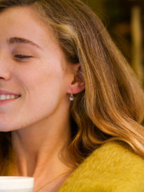 French 18ct Gold Diamond Set Drop Earrings