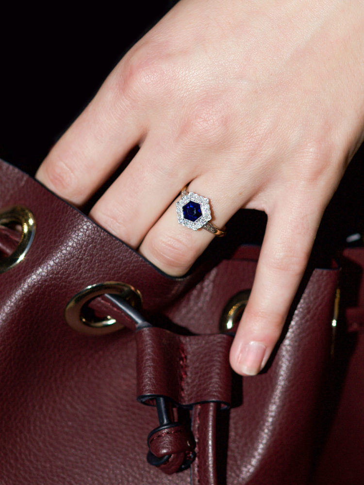Art Deco 18ct Gold, Platinum Sapphire & Diamond Hexagonal Ring