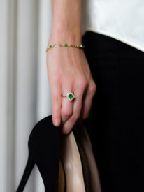 Art Deco 18ct Gold & Platinum, Emerald & Diamond Bracelet