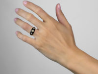 Victorian 18ct Gold, Diamond, Natural Split Pearl & Enamel Mourning Ring