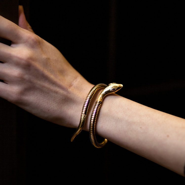 9ct Gold & Ruby Snake Bangle
