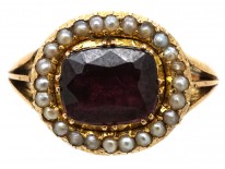 Georgian Gold, Almandine Garnet & Natural Split Pearls Ring