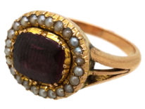 Georgian Gold, Almandine Garnet & Natural Split Pearls Ring