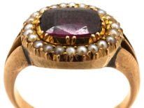 Georgian Gold, Almandine Garnet & Natural Split Pearls Ring