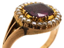 Georgian Gold, Almandine Garnet & Natural Split Pearls Ring