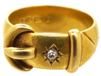 Victorian 18ct Gold & Diamond Buckle Ring