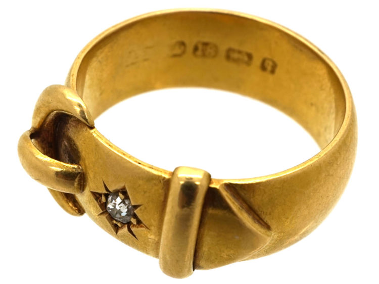 Victorian 18ct Gold & Diamond Buckle Ring