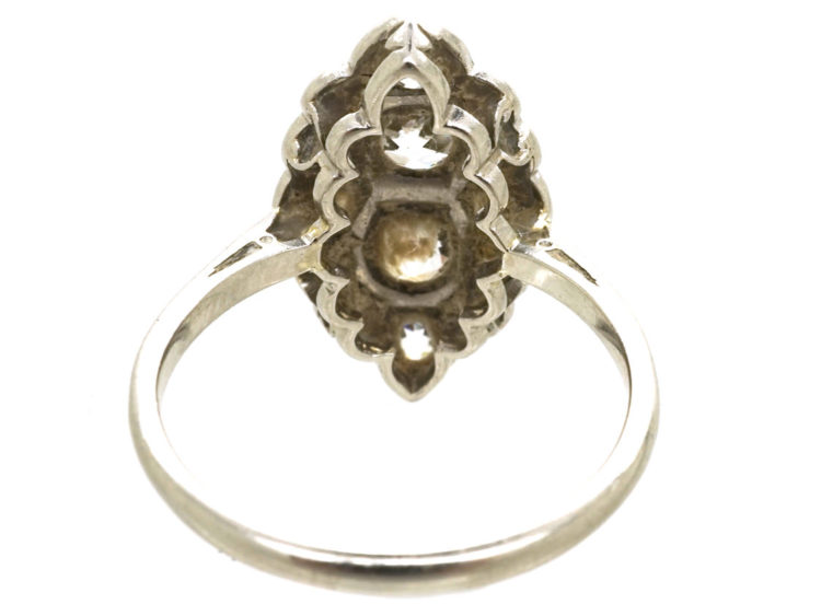 Art Deco Platinum Diamond Marquise Cluster Ring