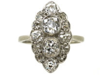 Art Deco Platinum Diamond Marquise Cluster Ring