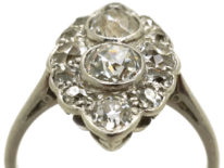 Art Deco Platinum Diamond Marquise Cluster Ring
