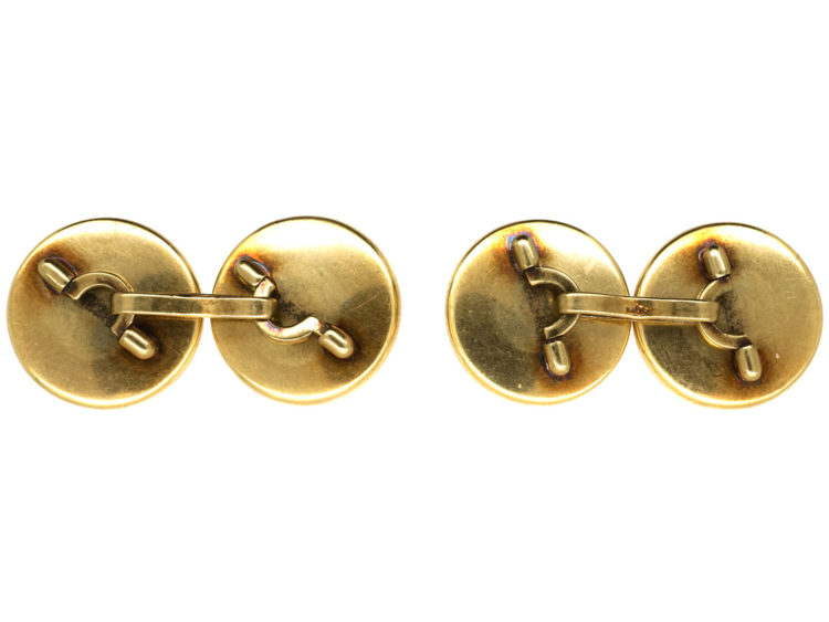18ct Gold Reverse Intaglio Crystal Cufflinks of Irish Terriers