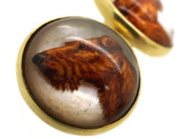 18ct Gold Reverse Intaglio Crystal Cufflinks of Irish Terriers